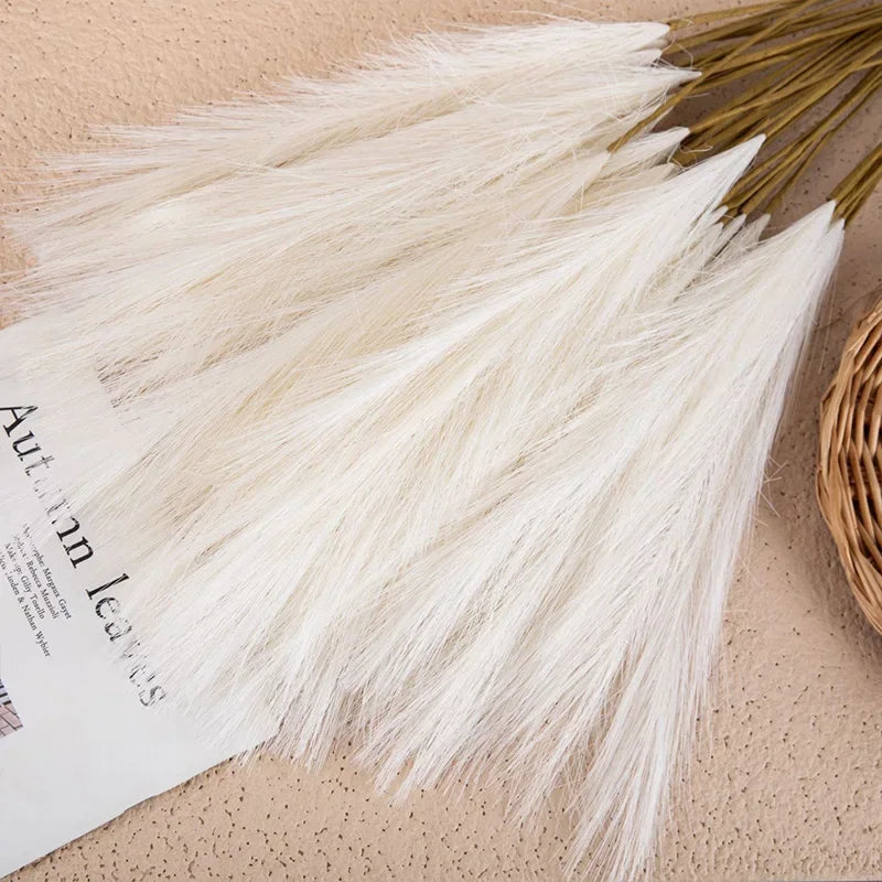 5PCS 55CM Fluffy Pampas Grass – Boho Artificial Flower for Home, Wedding & Party Decor