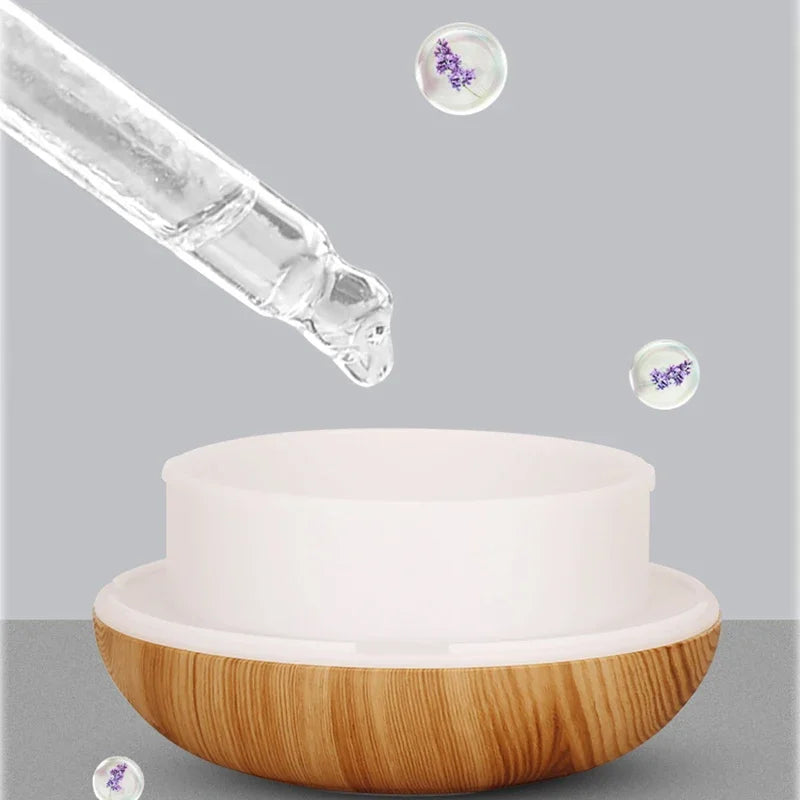 350ML Wood Grain Ultrasonic Essential Oil Diffuser with Remote & 7-Color LED Light