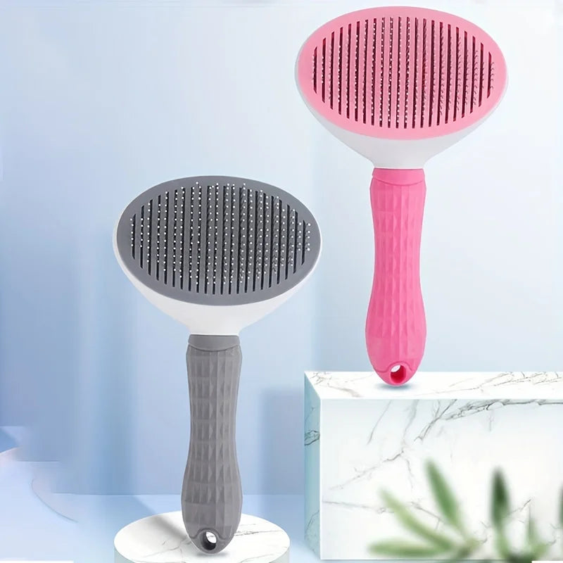 One-Click Pet Hair Removal Comb Slicker Brush for Dogs & Cats – Easy Grooming Tool with Automatic Cleaning