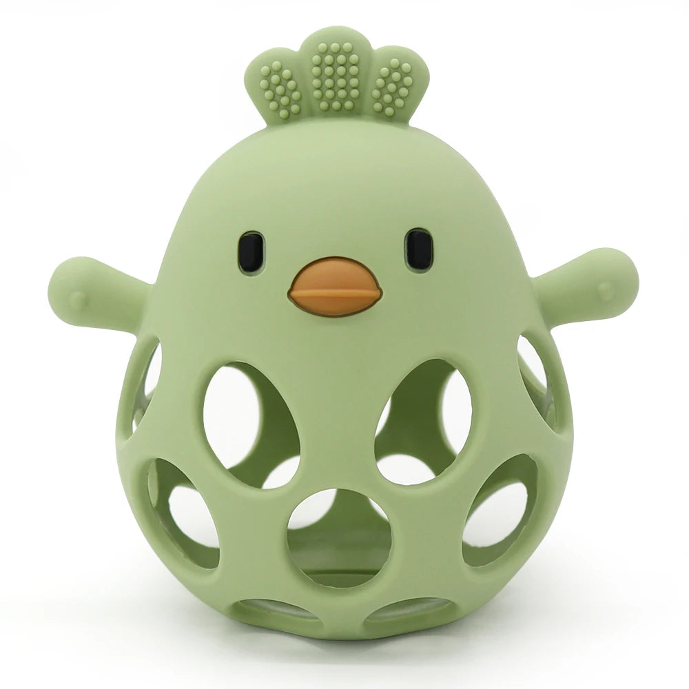 Cartoon Chick Silicone Baby Teether – Soft Chew Toy for Teething Relief