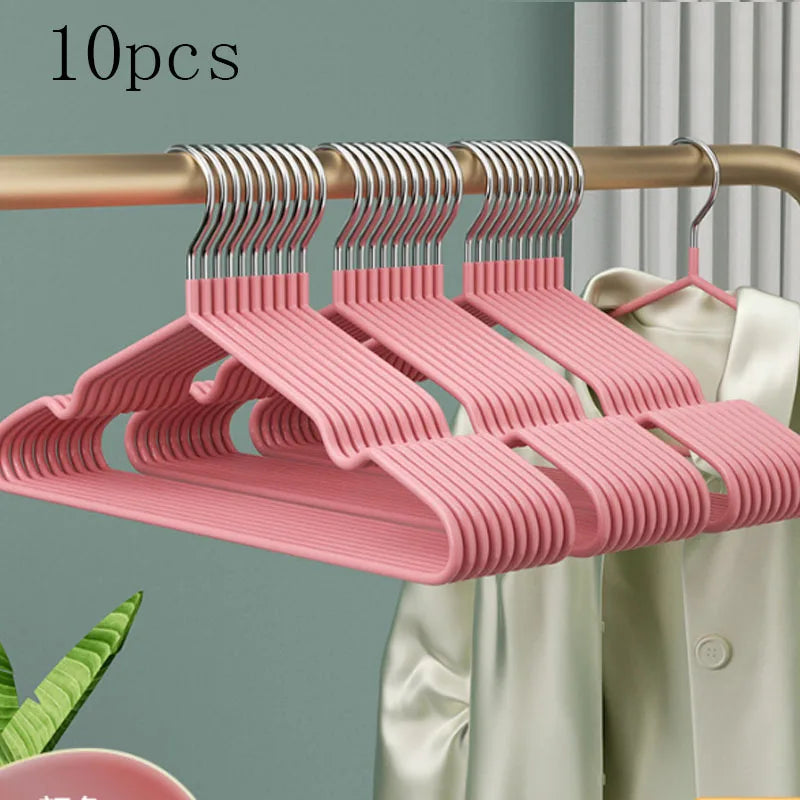 10pcs Non-Slip Plastic Clothes Hangers Space-Saving, Portable & Durable for Home Use