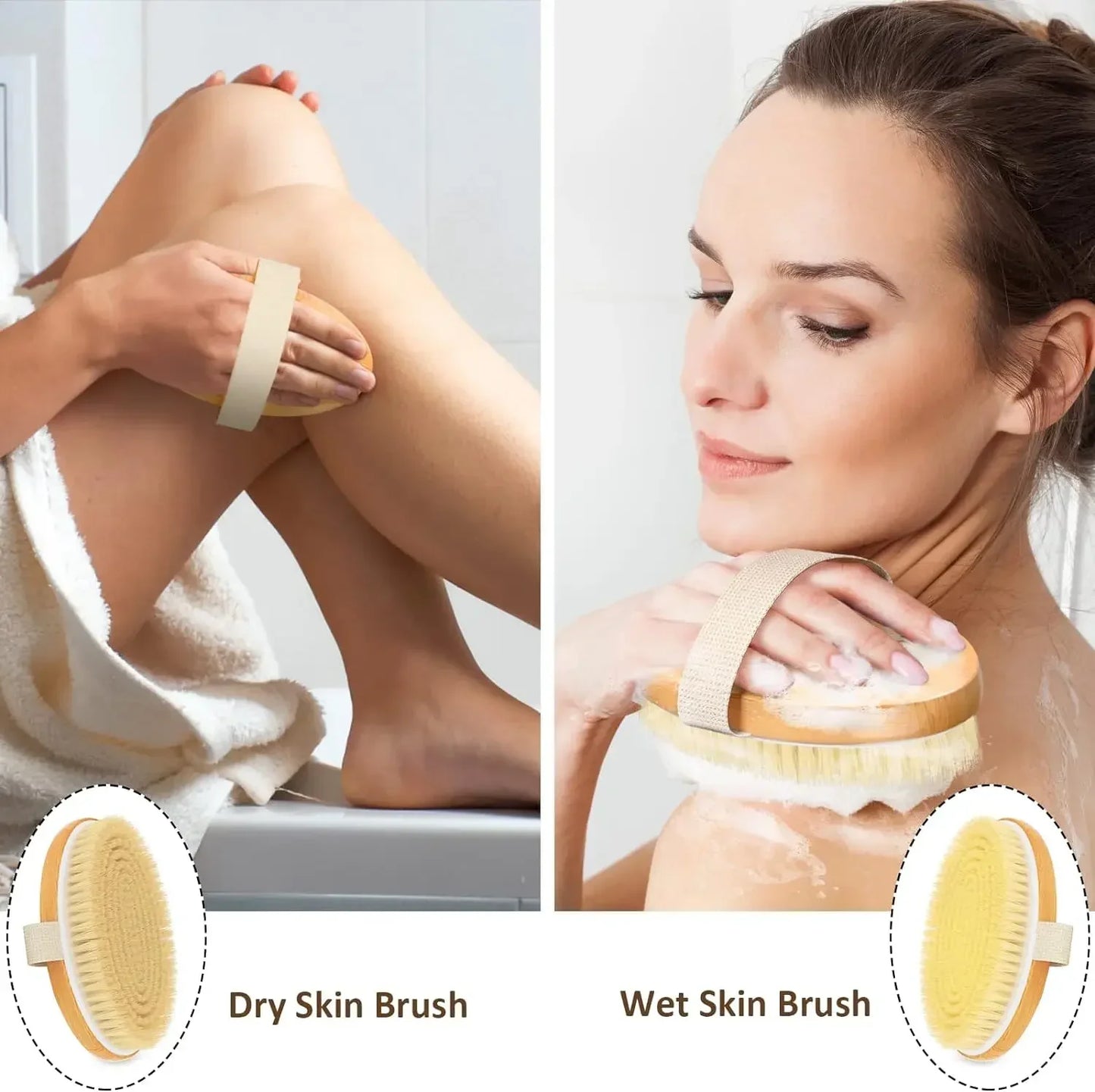 Natural Bristle Dry Body Brush – Exfoliate & Prevent Ingrown Hairs