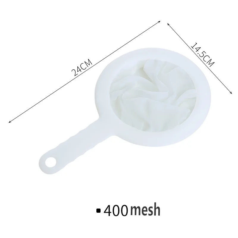 100/200/400 Mesh Nylon Filter Spoon Reusable Fine Strainer for Soy Milk, Juice, Coffee & Tea