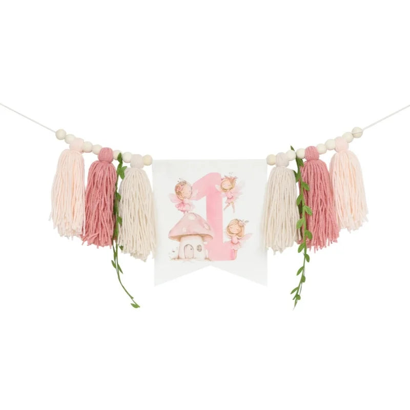 Boho 1st Birthday High Chair Banner – Baby Party & Nursery Decoration