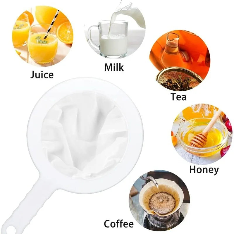 100/200/400 Mesh Nylon Filter Spoon Reusable Fine Strainer for Soy Milk, Juice, Coffee & Tea