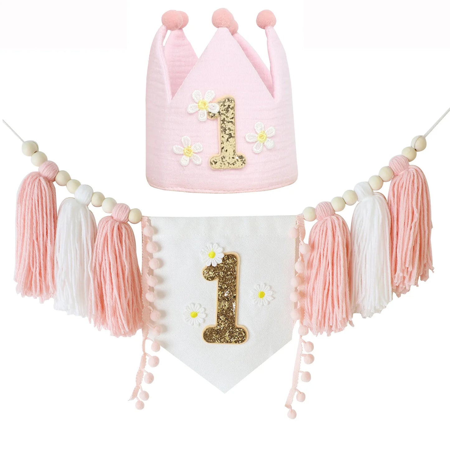 Boho 1st Birthday High Chair Banner – Baby Party & Nursery Decoration