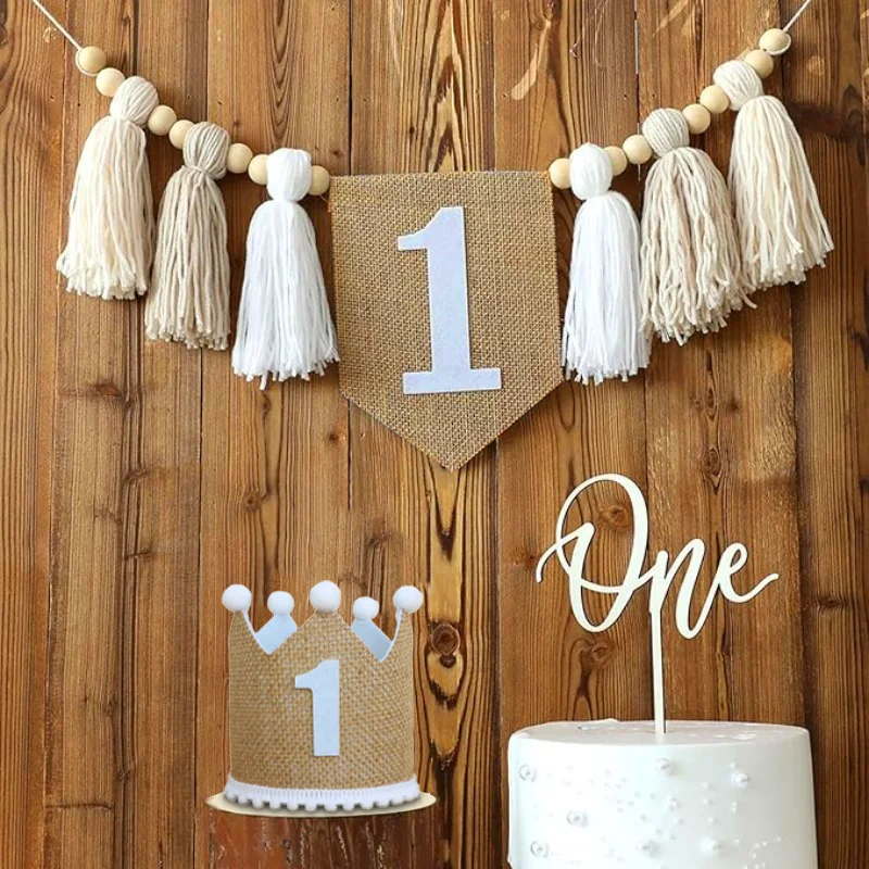 Boho 1st Birthday High Chair Banner – Baby Party & Nursery Decoration