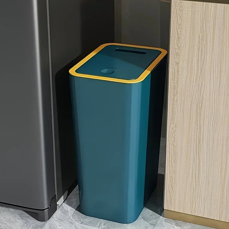 10L Odor-Proof Trash Can – One-Touch Modern Design, Durable Plastic, Leakproof Bin for Kitchen & Bathroom