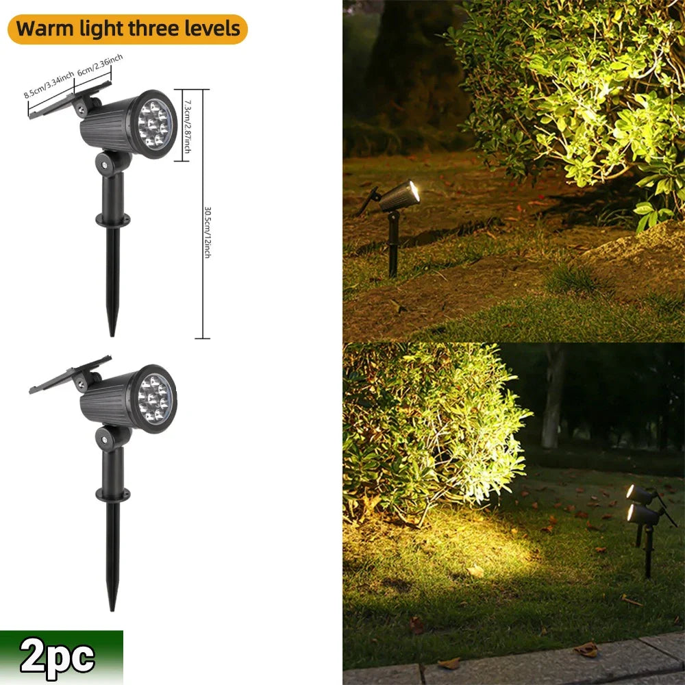 9-LED RGB Solar Spotlights – Waterproof Outdoor Landscape Lights for Garden & Trees