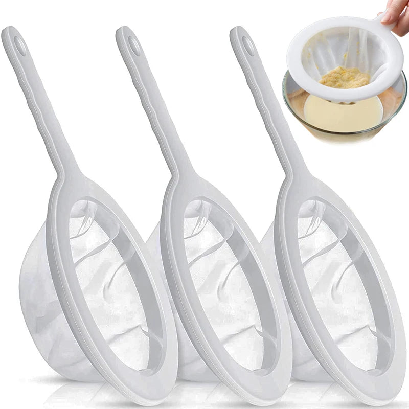 100/200/400 Mesh Nylon Filter Spoon Reusable Fine Strainer for Soy Milk, Juice, Coffee & Tea