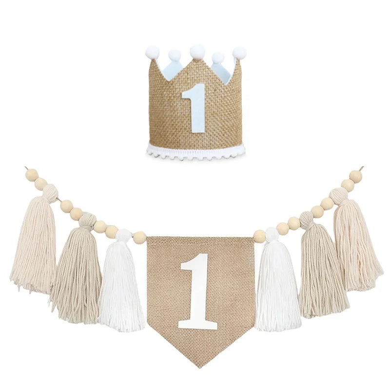 Boho 1st Birthday High Chair Banner – Baby Party & Nursery Decoration