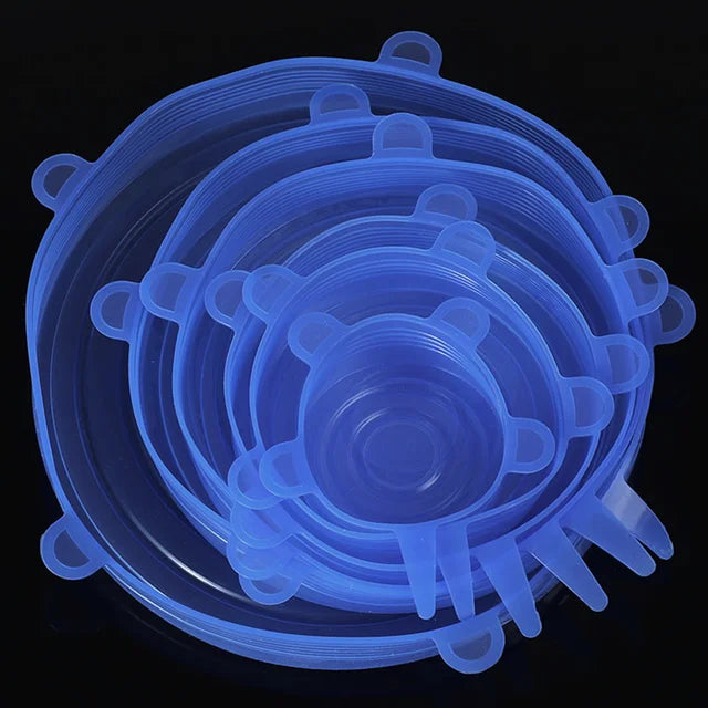 6PCS Reusable Silicone Lids Flexible Fresh-Keepers for Cans & Dishes