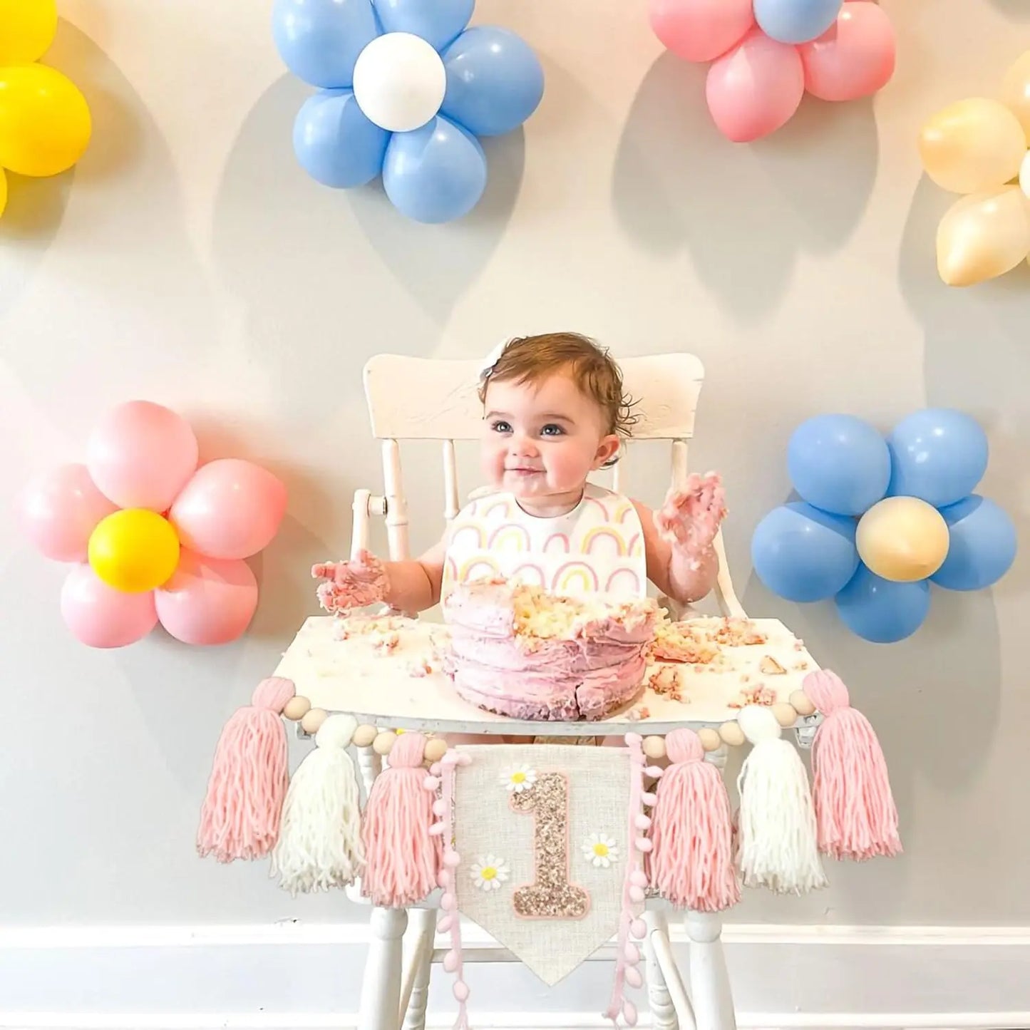 Boho 1st Birthday High Chair Banner – Baby Party & Nursery Decoration