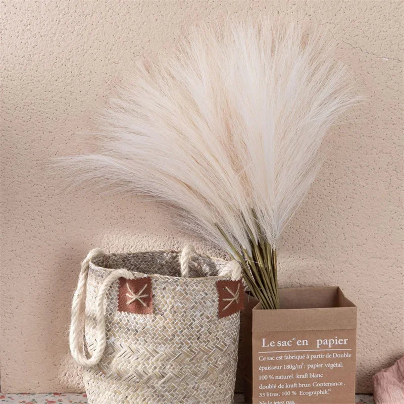 5PCS 55CM Fluffy Pampas Grass – Boho Artificial Flower for Home, Wedding & Party Decor