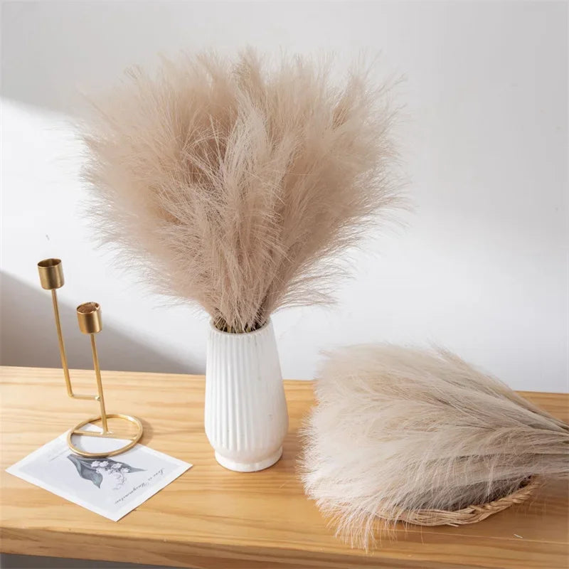5PCS 55CM Fluffy Pampas Grass – Boho Artificial Flower for Home, Wedding & Party Decor