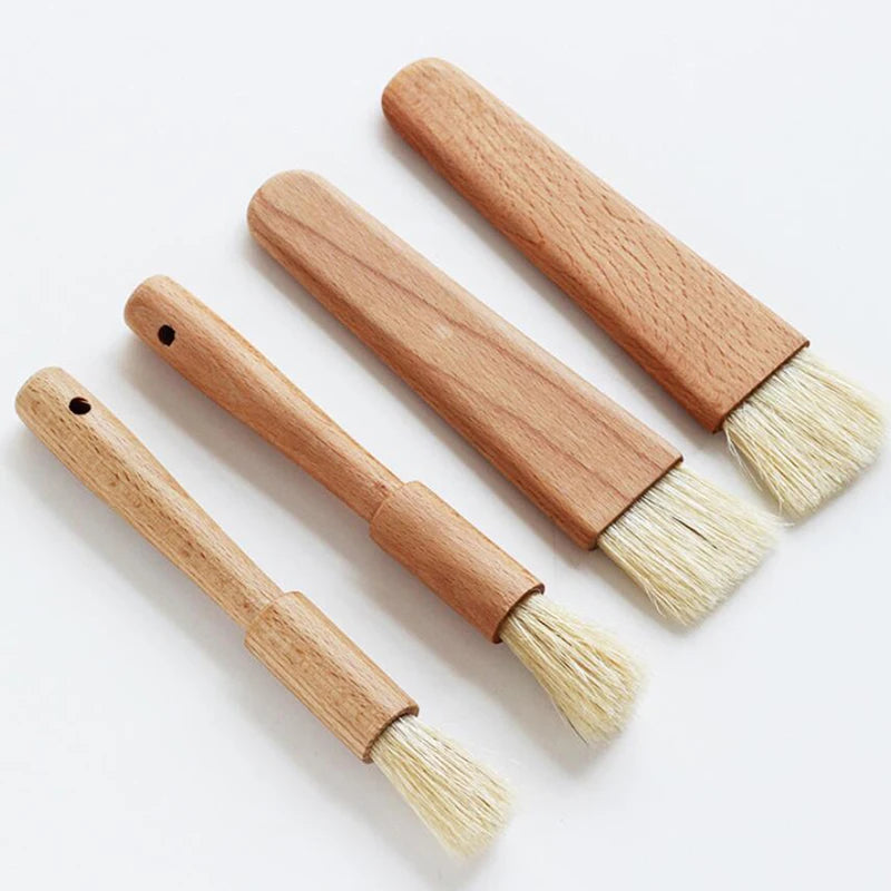 1pc Kitchen Bristle Brush – Round Handle Baking & BBQ Pastry Brush