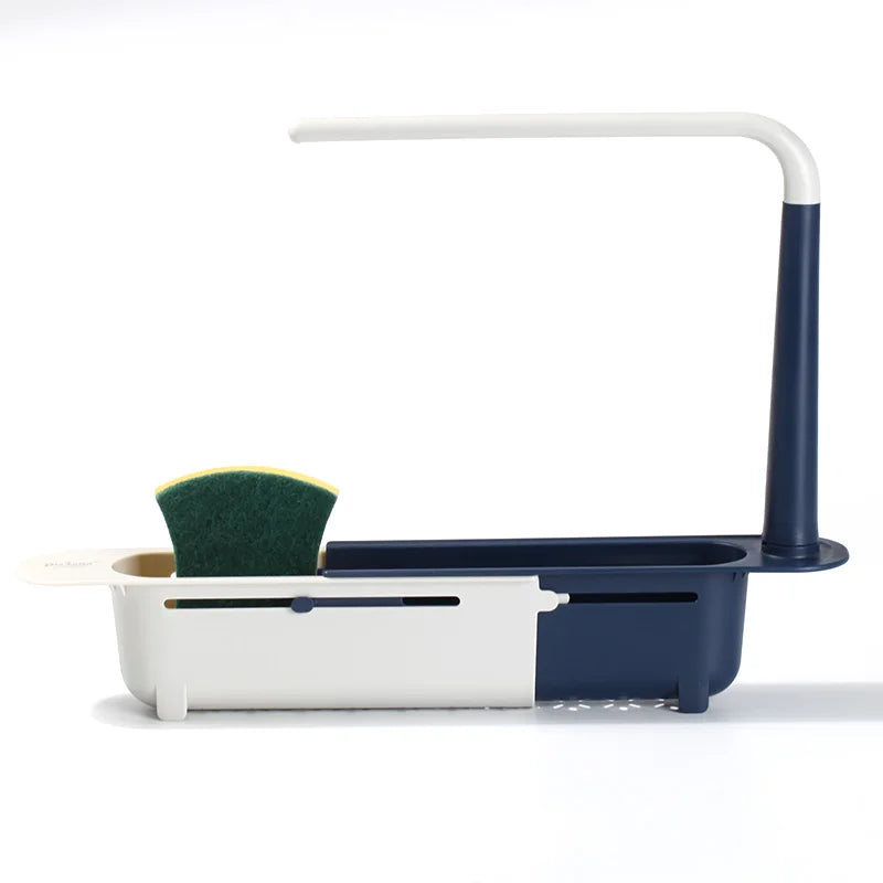 Telescopic Sink Shelf Organizer – Adjustable Soap, Sponge Holder & Drain Rack for Kitchen Sink Storage