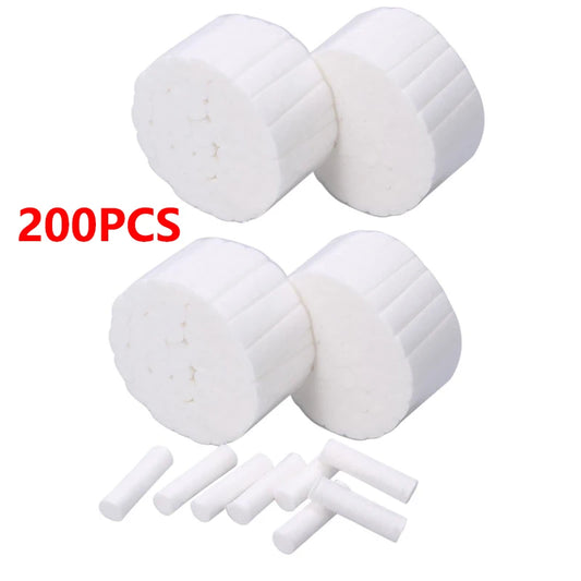 200pcs Dental Cotton Rolls – 100% Cotton, High Absorbency, Surgical-Grade