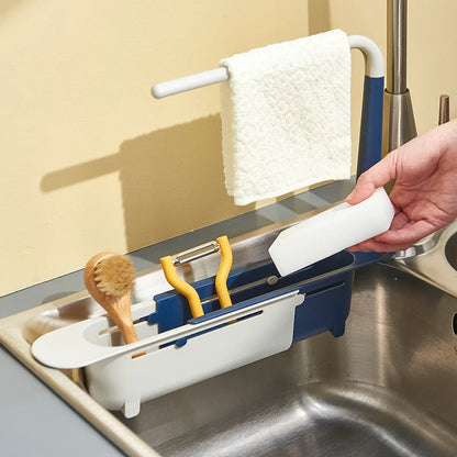 Telescopic Sink Shelf Organizer – Adjustable Soap, Sponge Holder & Drain Rack for Kitchen Sink Storage