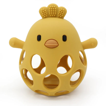 Cartoon Chick Silicone Baby Teether – Soft Chew Toy for Teething Relief