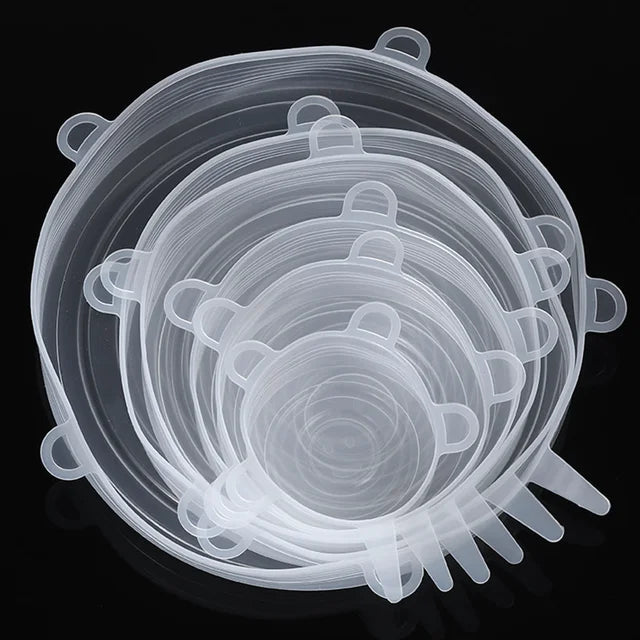 6PCS Reusable Silicone Lids Flexible Fresh-Keepers for Cans & Dishes