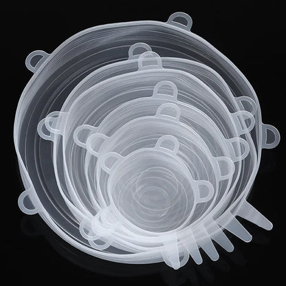 6PCS Reusable Silicone Lids Flexible Fresh-Keepers for Cans & Dishes