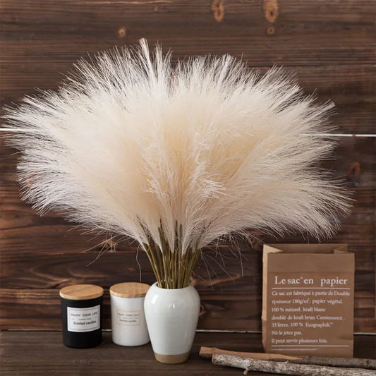 5PCS 55CM Fluffy Pampas Grass – Boho Artificial Flower for Home, Wedding & Party Decor