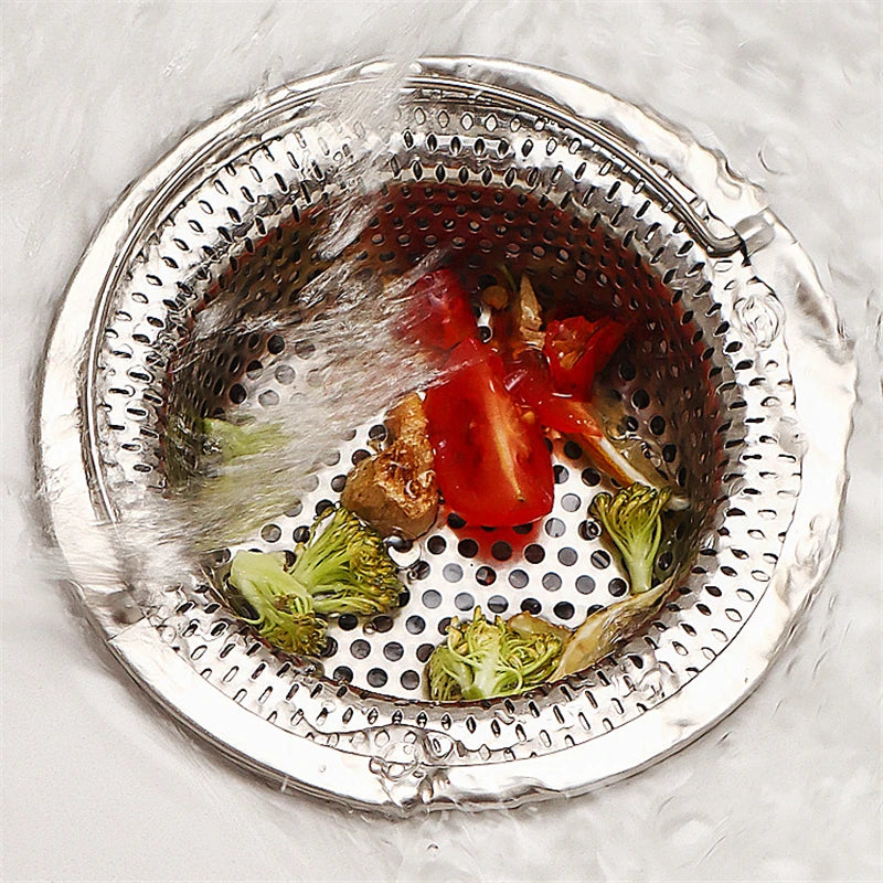 Stainless Steel Sink & Bathtub Hair Catcher Durable Mesh Strainer with Handle