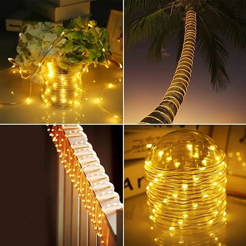 300 LED Solar Rope Lights for Outdoor Decor