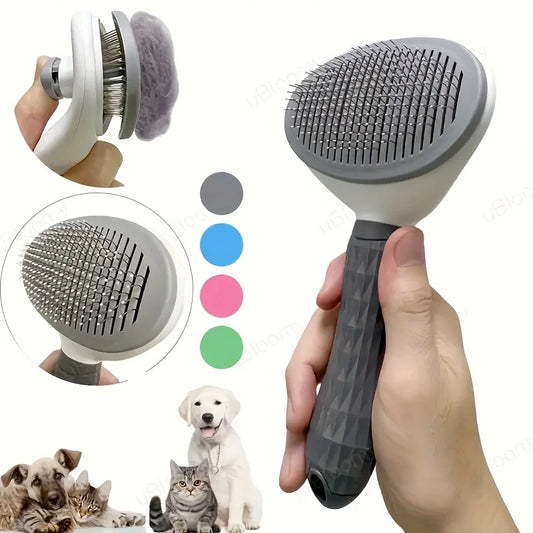 One-Click Pet Hair Removal Comb Slicker Brush for Dogs & Cats – Easy Grooming Tool with Automatic Cleaning
