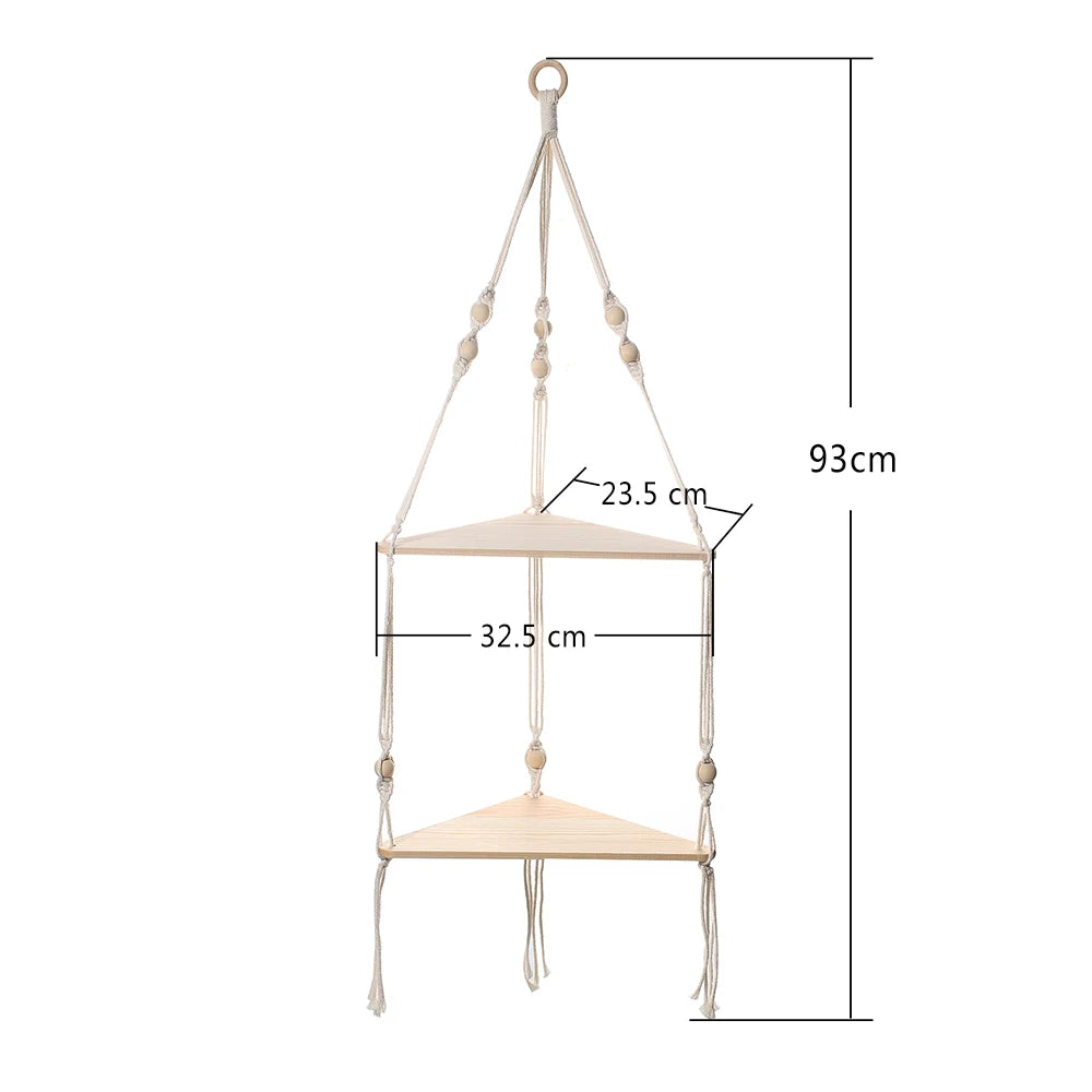 1/2/3-Tier Boho Corner Wall Shelf – Floating Wood Display for Home Decor