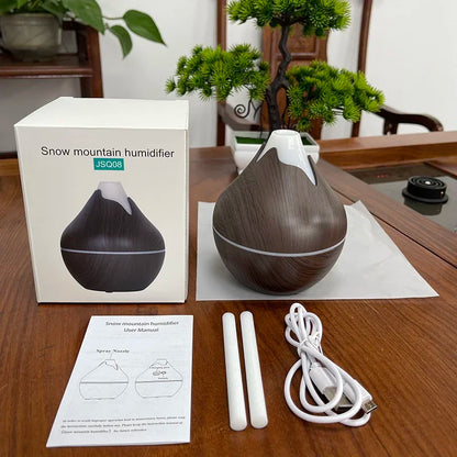 350ML Wood Grain Ultrasonic Essential Oil Diffuser with Remote & 7-Color LED Light