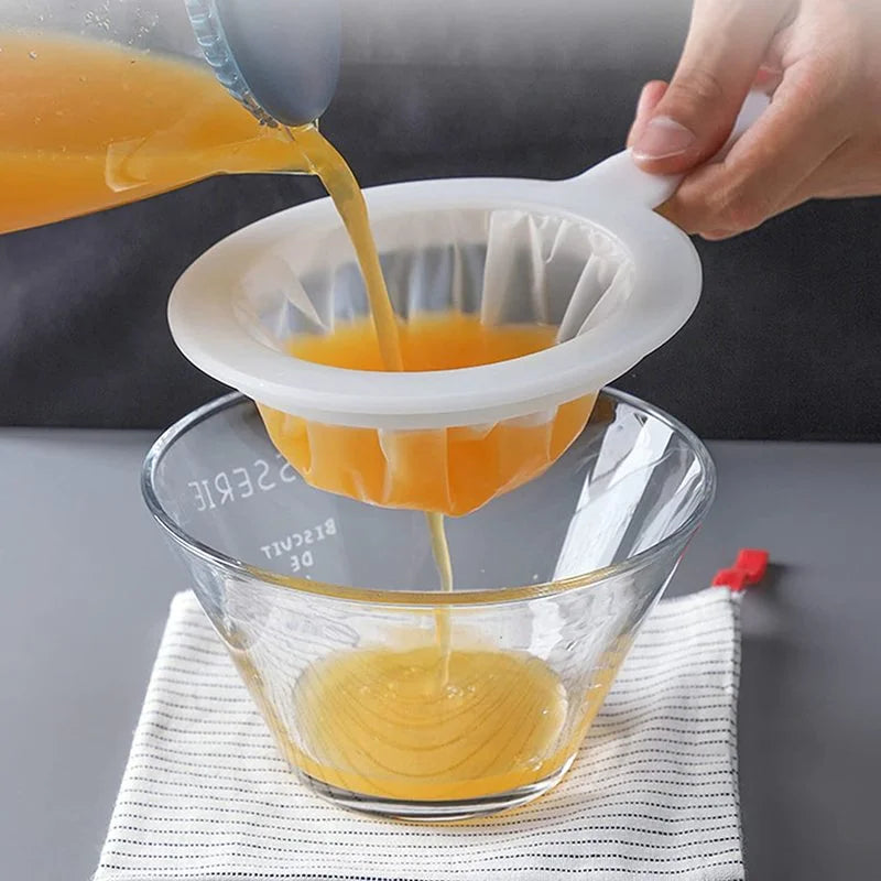 100/200/400 Mesh Nylon Filter Spoon Reusable Fine Strainer for Soy Milk, Juice, Coffee & Tea