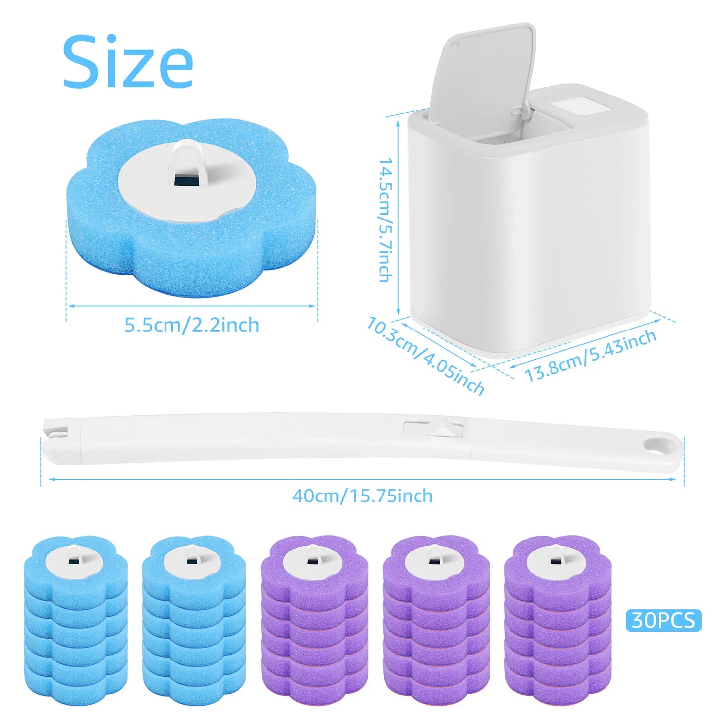 Disposable Toilet Brush with Long Handle & Replaceable Head – Bathroom Cleaning Tool