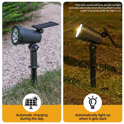 9-LED RGB Solar Spotlights – Waterproof Outdoor Landscape Lights for Garden & Trees