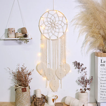 Boho Macrame Leaf Dream Catcher – Handmade Wall Hanging Tapestry Decor