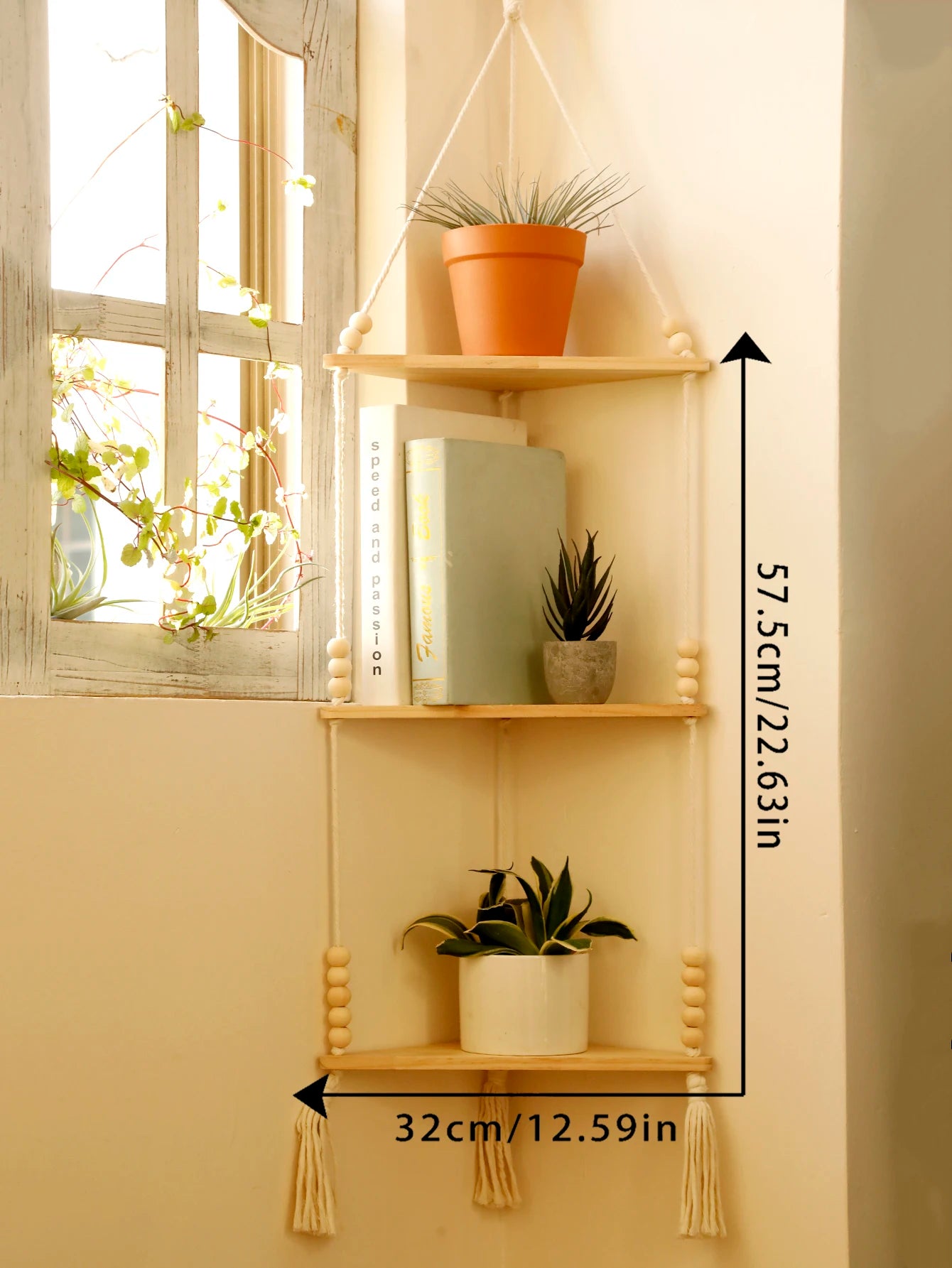 1/2/3-Tier Boho Corner Wall Shelf – Floating Wood Display for Home Decor