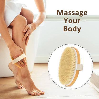 Natural Bristle Dry Body Brush – Exfoliate & Prevent Ingrown Hairs