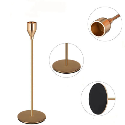 3Pcs Chinese Style Gold Metal Candle Holders – Wedding & Home Decor