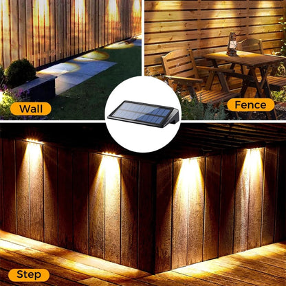 2-Pack Solar Fence Lights – Waterproof 4-LED Wall & Deck Lights for Outdoor Pathways