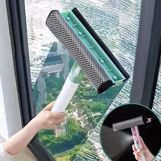 3-in-1 Window Cleaning Brush with Spray – Double-Sided Glass & Mirror Wiper