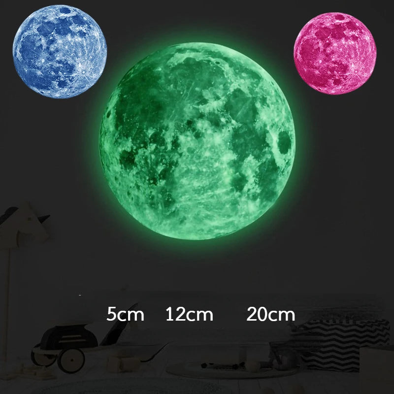 3D Luminous Moon Wall Sticker Glow