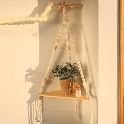 1/2/3-Tier Boho Corner Wall Shelf – Floating Wood Display for Home Decor