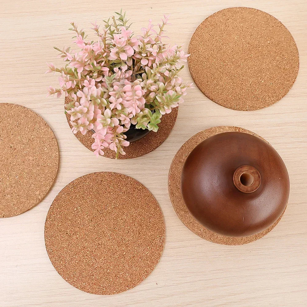 30/1PCS Natural Wooden Cork Coaster – Non-Slip Drink Mat for Tea, Coffee & Table Decor