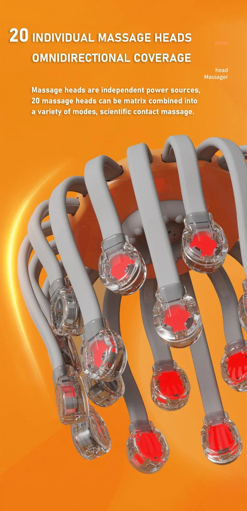 20-Head Scalp Massager with Red Light – Octopus Vibrator for Stress Relief