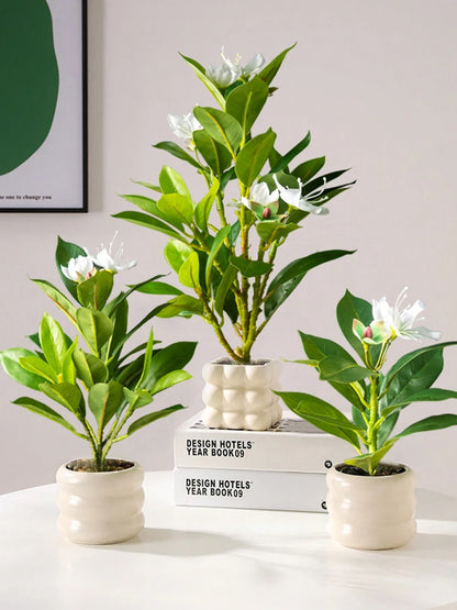 Artificial Azalea & Ficus Plants with Palm Leaves – 21-40cm Faux Greenery for Home Decor