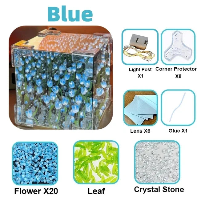 DIY Tulip Mirror Cube Lamp – Handmade Flower Night Light & Bedroom Decor Gift