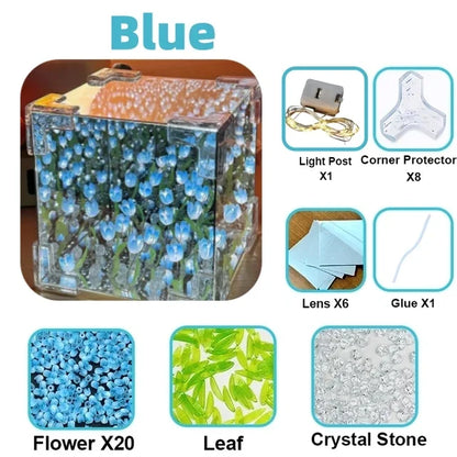 DIY Tulip Mirror Cube Lamp – Handmade Flower Night Light & Bedroom Decor Gift