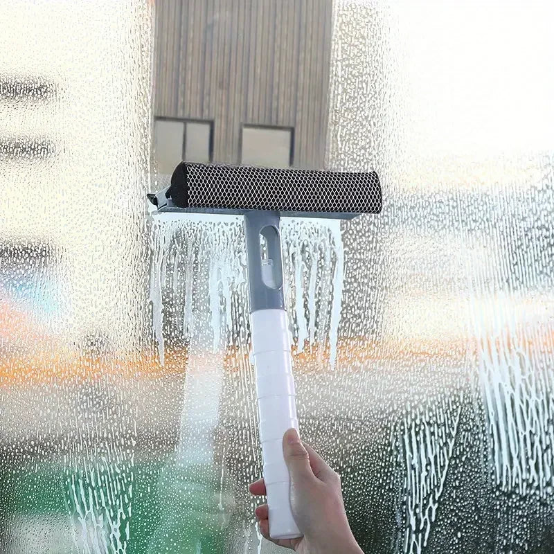 3-in-1 Window Cleaning Brush with Spray – Double-Sided Glass & Mirror Wiper