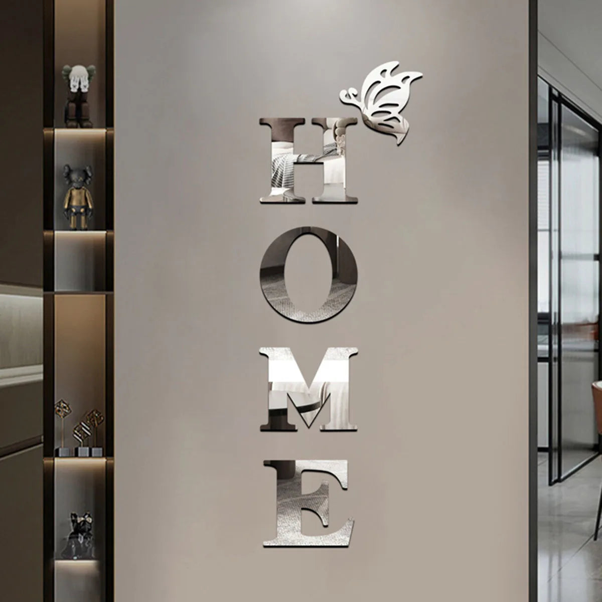 3D Mirror Home Logo Wall Sticker – Entrance Decor